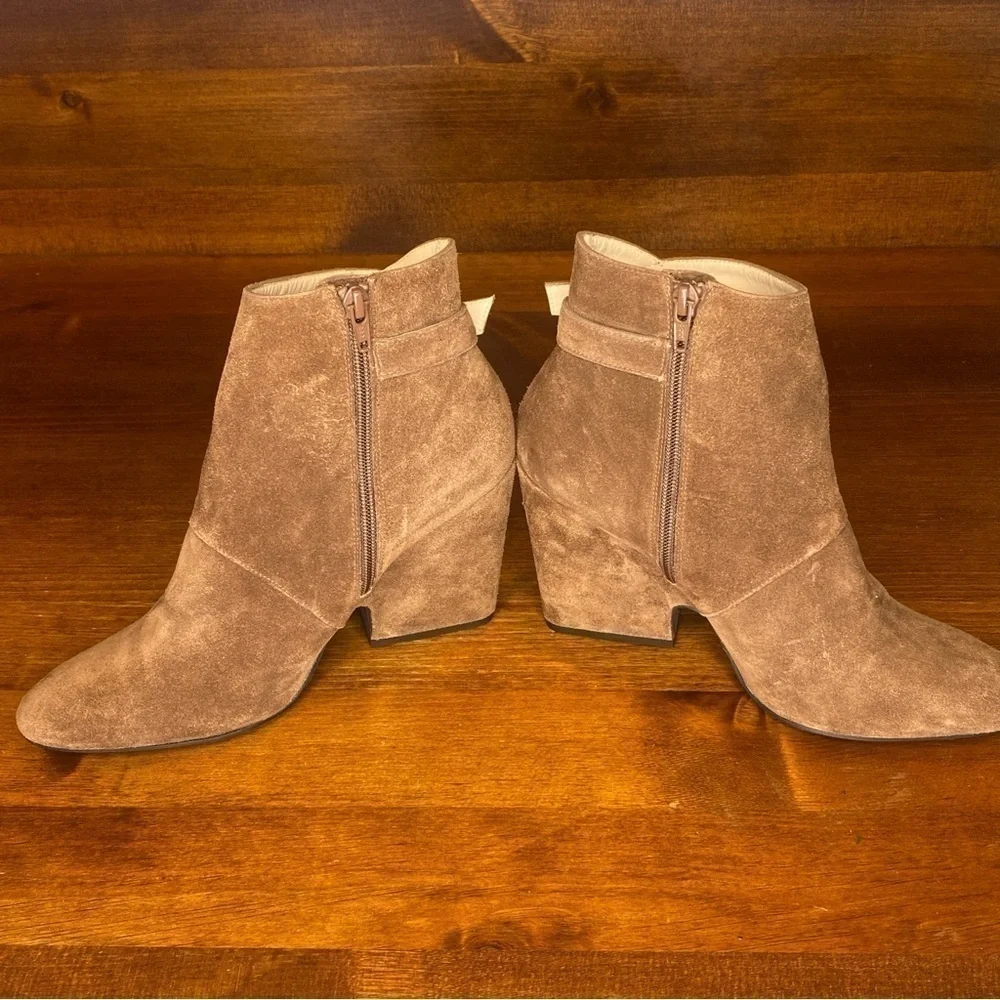 Sacha London Tan Beige Suede Ankle Booties w buckle Womens EU 41 US 10.5